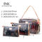 กระเป๋าเครื่องสำอาง PVC สำหรับเจ้าสาวลายทางสีชมพู
