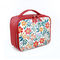 กระเป๋าเครื่องสำอางสำหรับเดินทางพร้อมช่องใส่ดอกไม้แบบซิปกระเป๋าแต่งหน้าแบบพกพาสีแดง